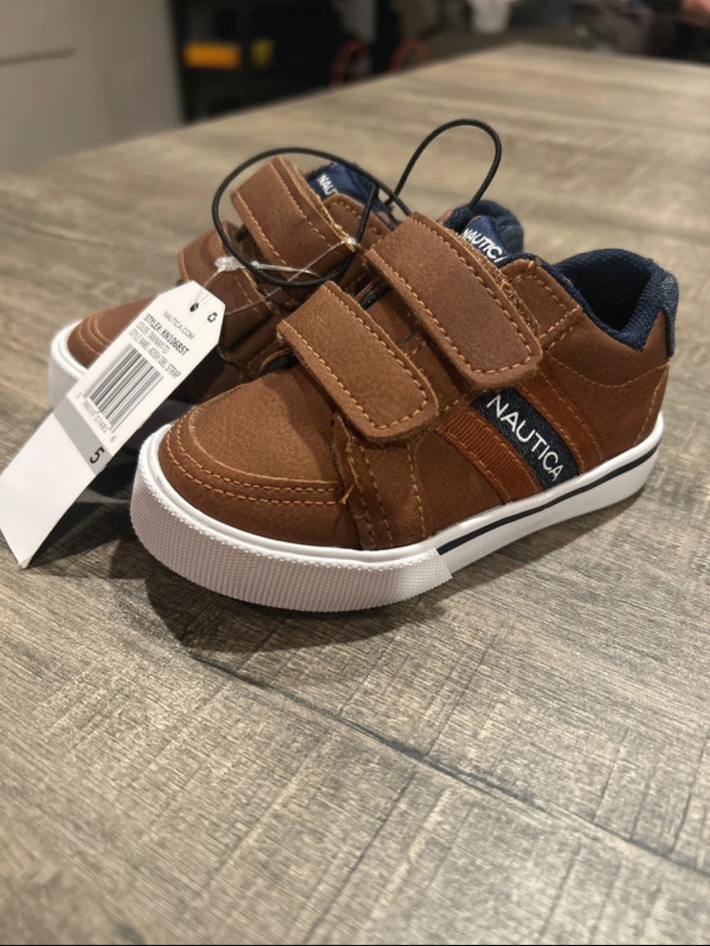 Nautica Kids Brown and Navy Velcro Sneakers